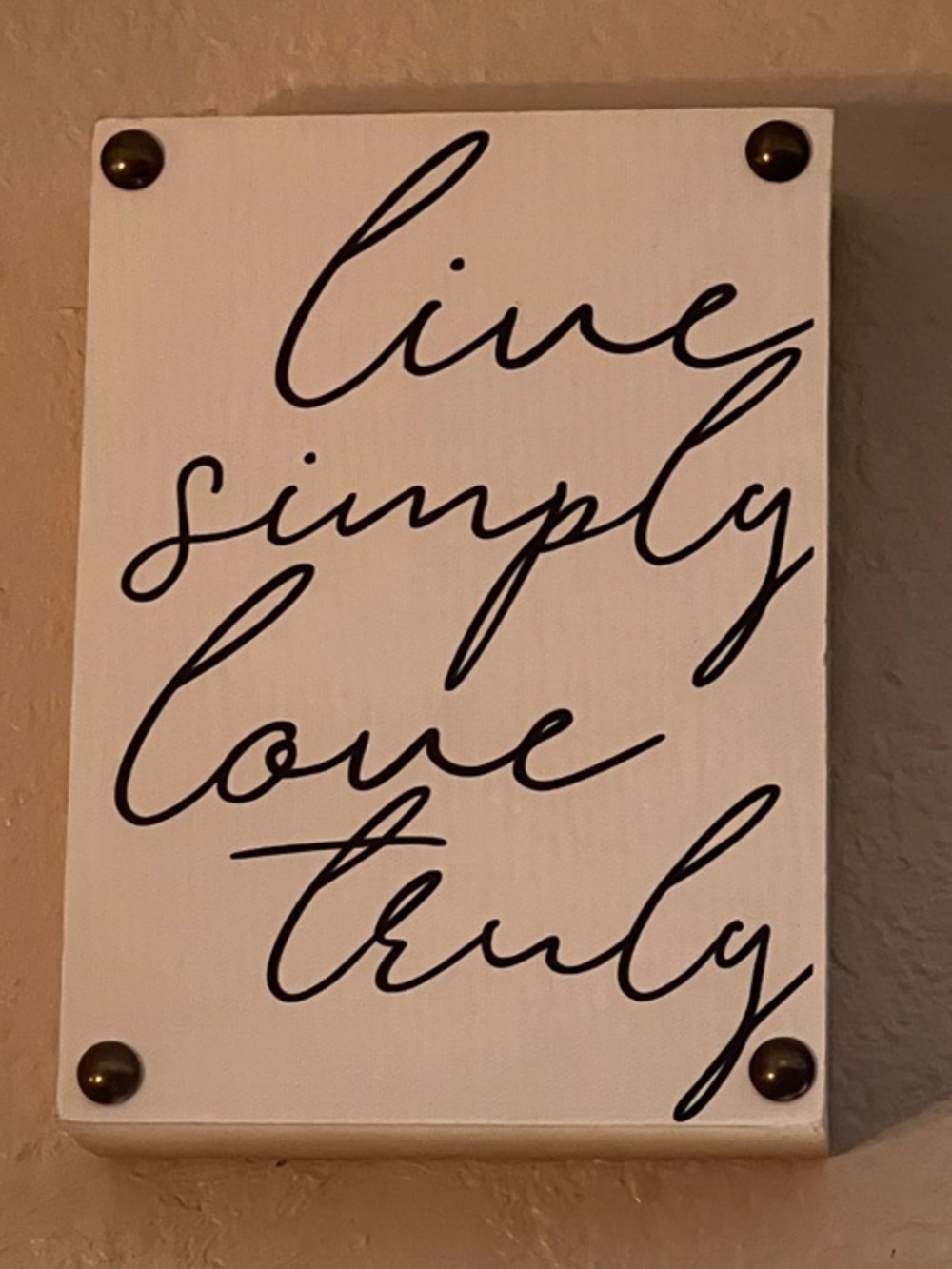 Live Simply Love Truly Wall Sign - White and Black Home Wall Decor